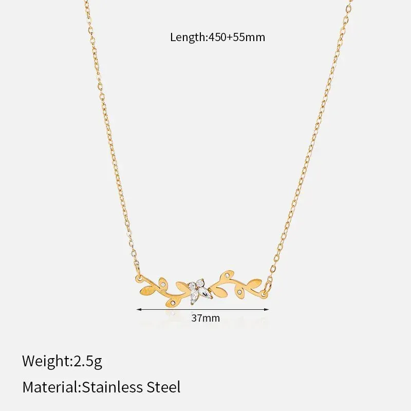 Ivanda Enamel Leaf Bar Necklace Gold CHXM-1960-J - view 03