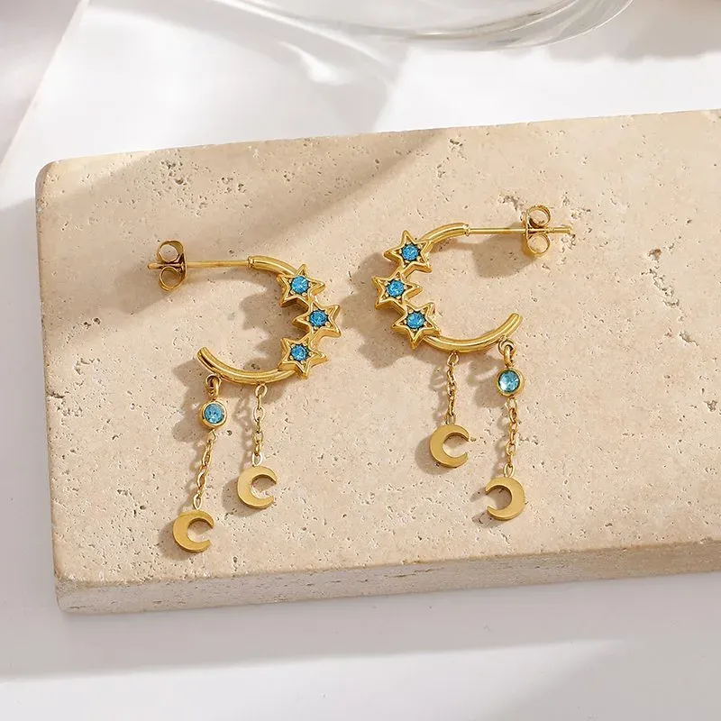 Ivanda Star & Moon Huggie Earrings Celestial Gold YWD2-S2605419-E-301 - view 04