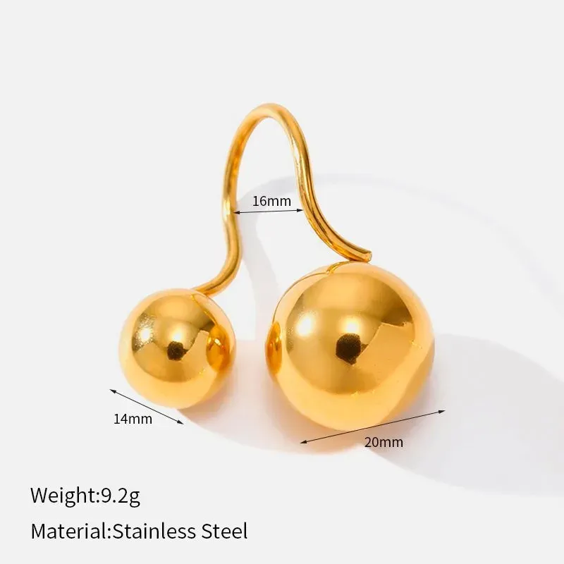 Ivanda Double Ball Drop Earrings Gold Stainless Steel CH1916 - view 02