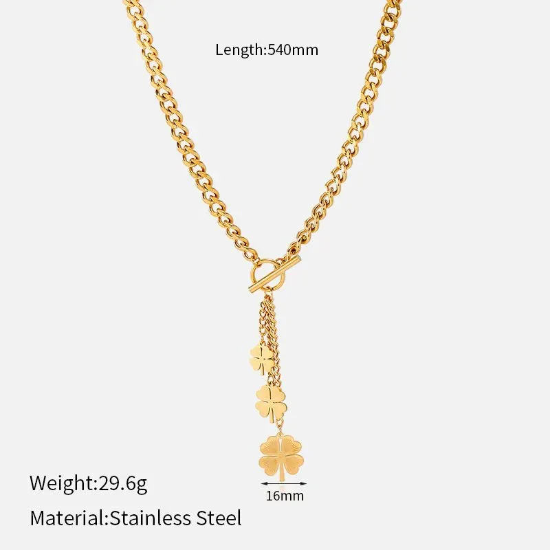 Ivanda Long Charm Cluster Necklace Gold CHOFXL-0533-J - view 01