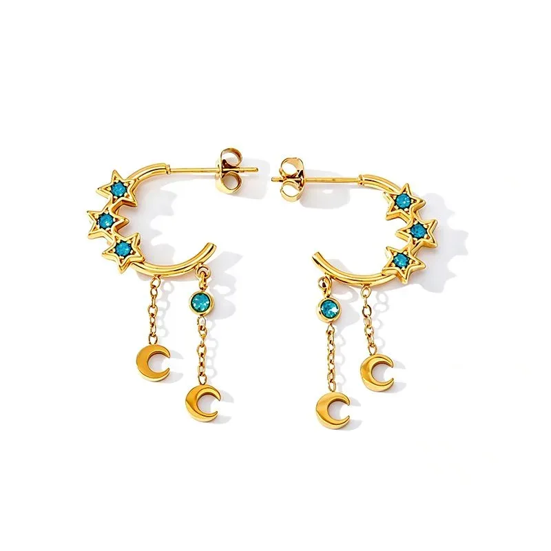 Ivanda Star & Moon Huggie Earrings Celestial Gold YWD2-S2605419-E-301 - view 02