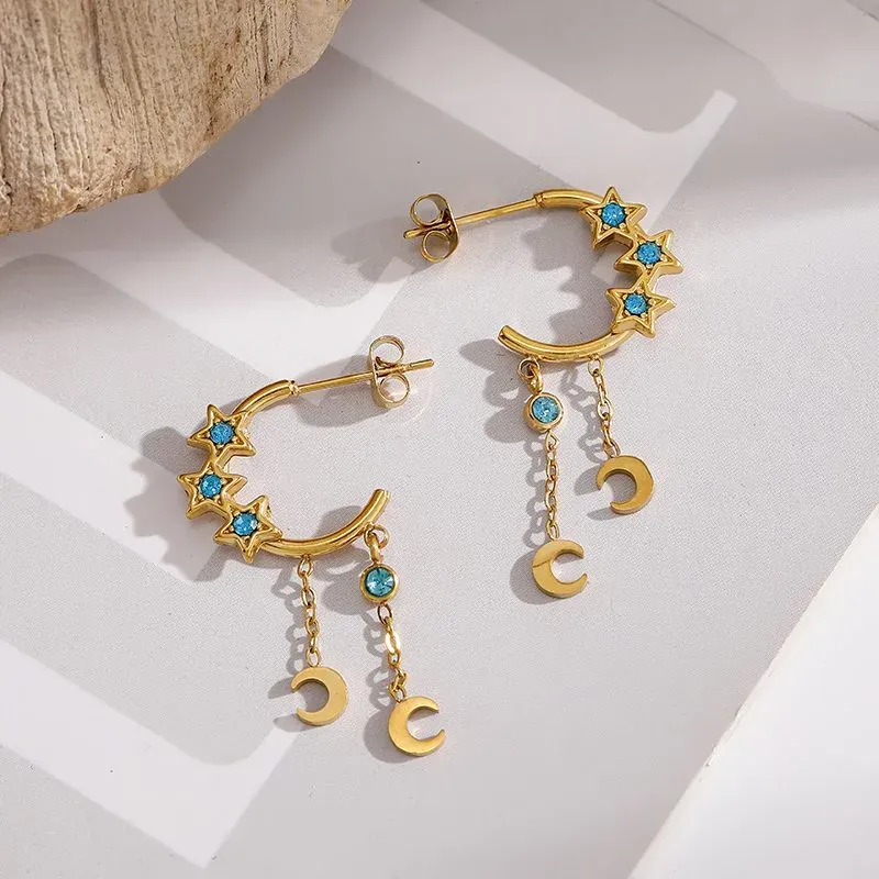 Ivanda Star & Moon Huggie Earrings Celestial Gold YWD2-S2605419-E-301 - view 03