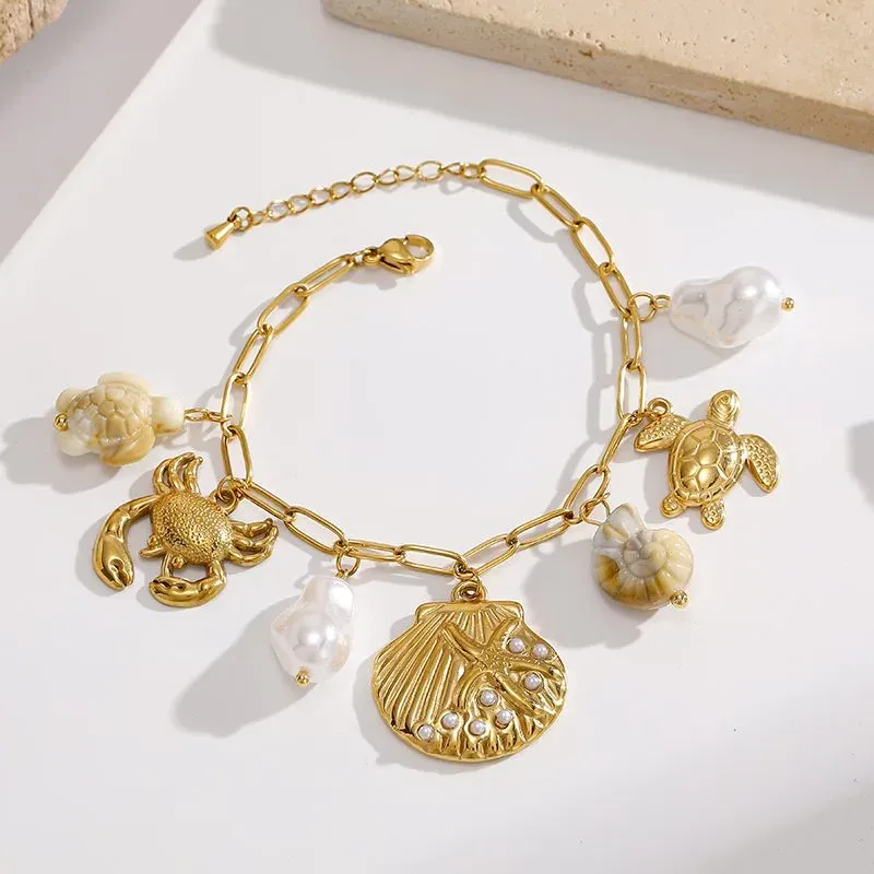 Ivanda Shell Seahorse Charm Bracelet Gold CHSL01531-1 - view 06