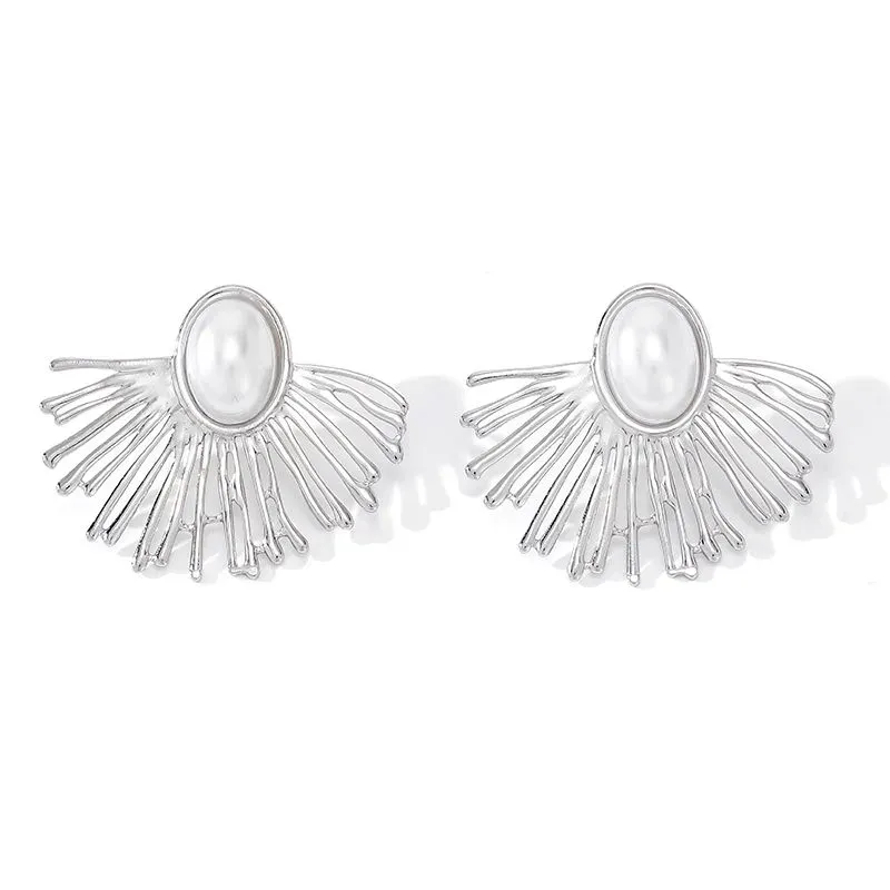 Ivanda Silver Fan Pearl Stud Earrings YWD2-S2504179-E - view 04