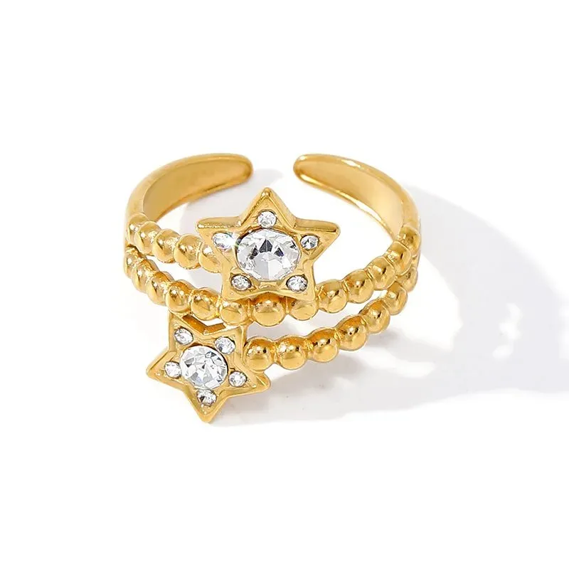 Ivanda Beaded Star Ring Purple Crystal Gold YWD2-R26062072-1 - view 06