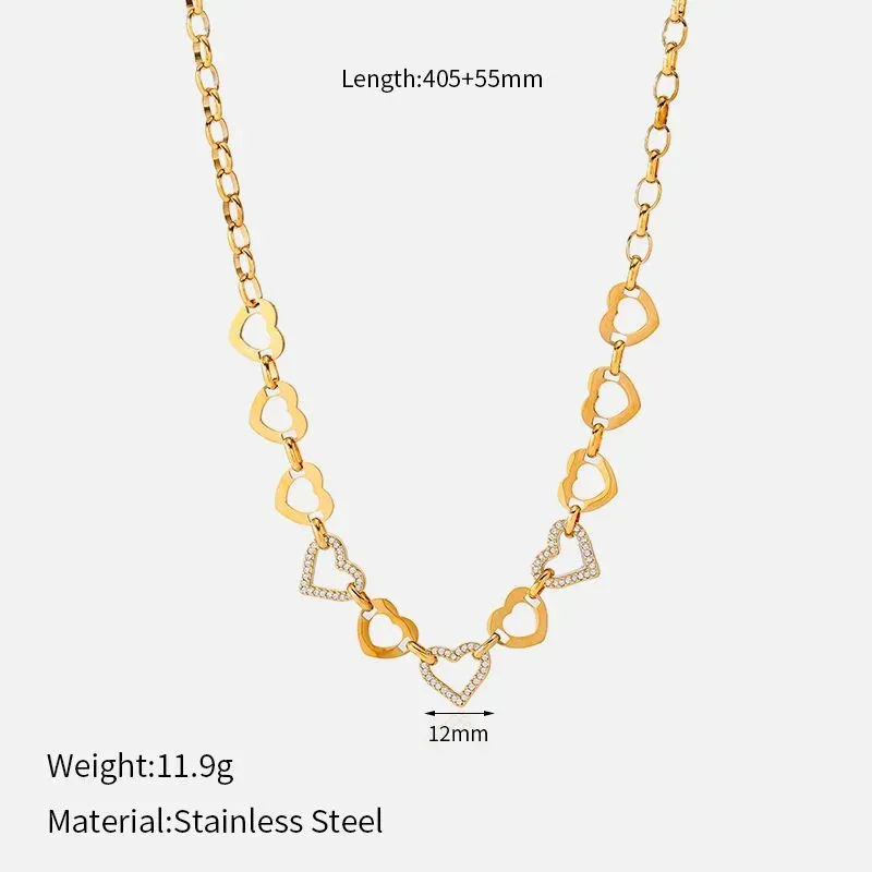 Ivanda Chunky Pavé Link Necklace Gold Statement CHZRK616-5 - view 03