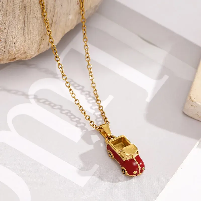 Ivanda Red Cherry Pendant Necklace Gold CPXB-099 - view 03