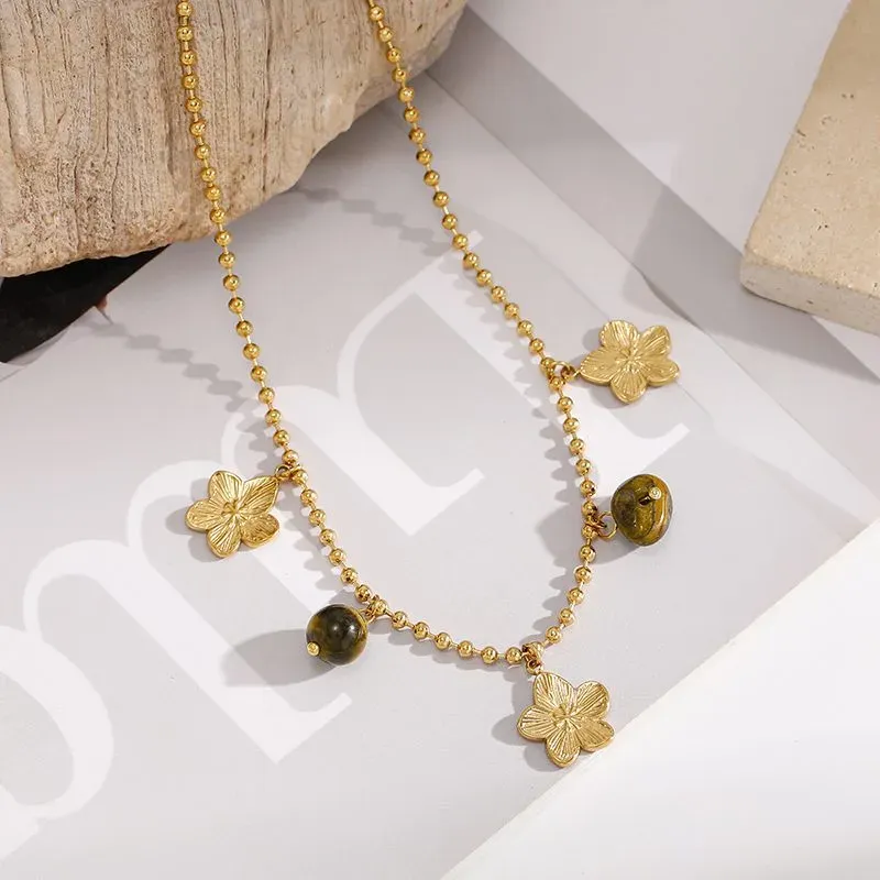 Ivanda Butterfly Charm Necklace Fleur-de-Lis Gold Stainless Steel CH2602992-3 - view 03
