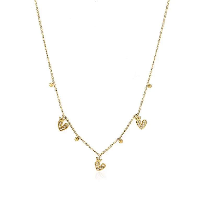 Ivanda Love Letter Charm Necklace Gold Stainless CH1927 - view 02