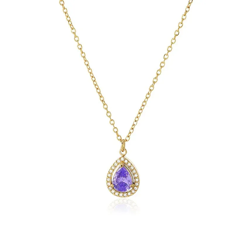 Ivanda Green Teardrop Pendant Necklace Gold CHZRK616-27 - view 04