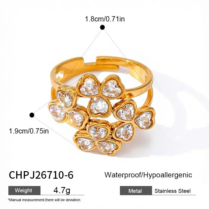 Ivanda Heart Crystal Cluster Ring Gold CHPJ26710-6 - view 01