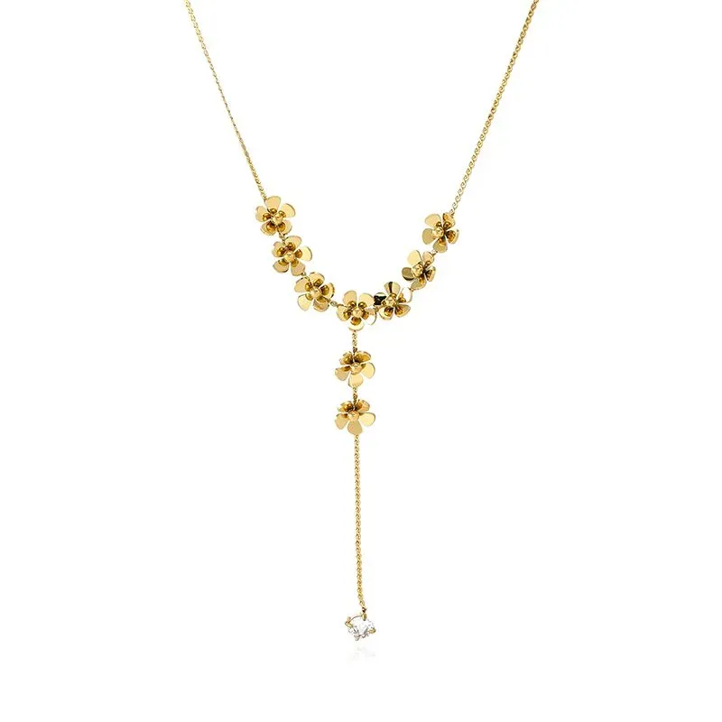 Ivanda Rose Station Lariat Necklace PVD 18K Gold Plated Stainless Steel CH1925 - view 05