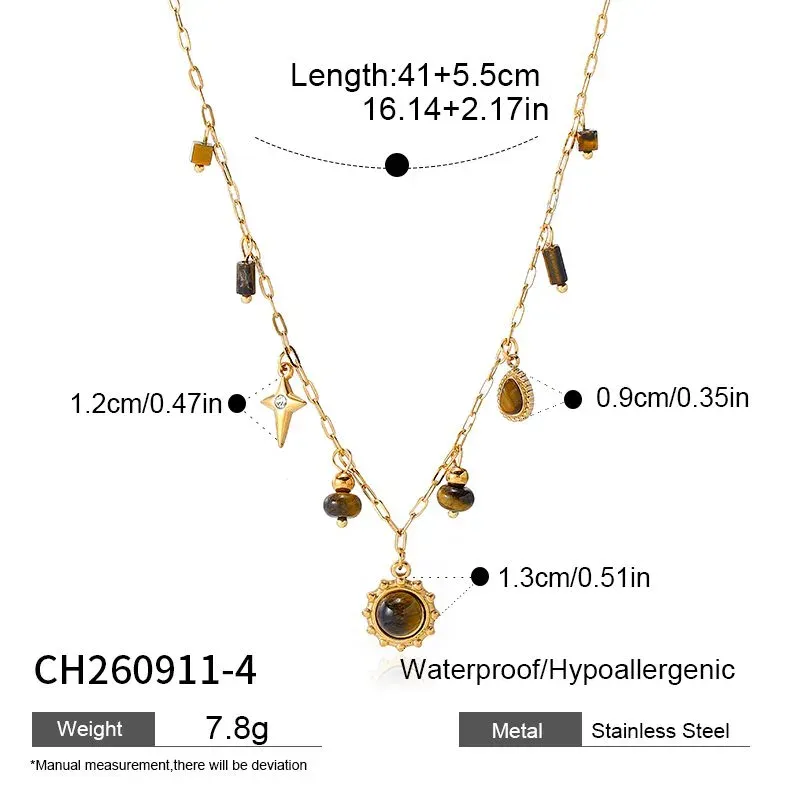 Ivanda Sun Pendant Necklace Charm Cluster Gold Stainless Steel CH260911-4 - view 01