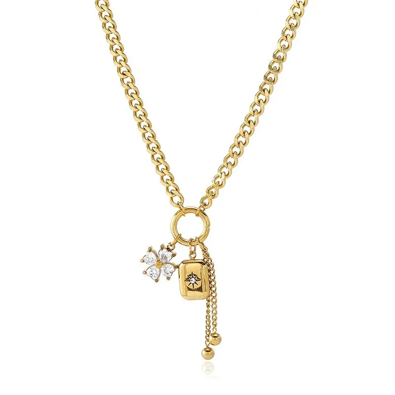 Ivanda Maple Leaf Ring Chain Necklace CHOFXL-0590-J - view 05