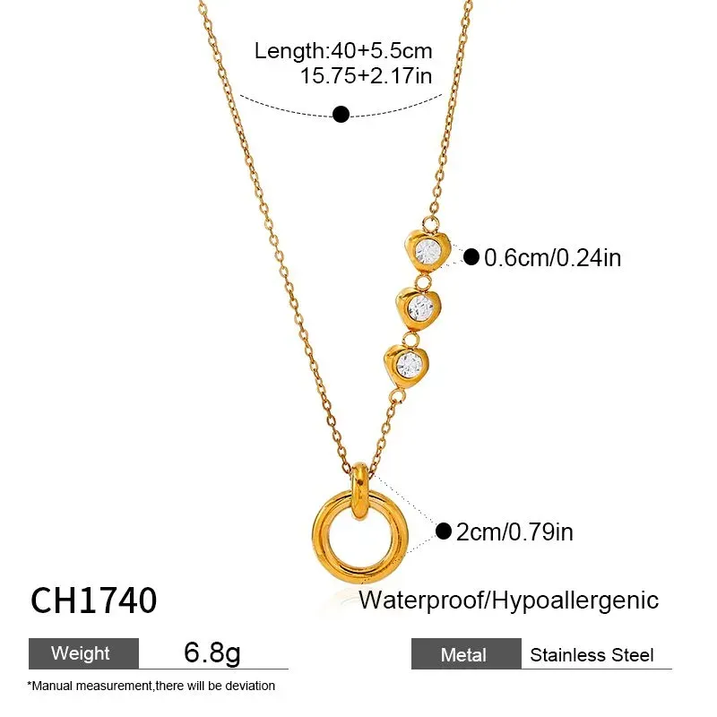Ivanda Engraved Tag Pendant Necklace Gold Stainless Steel CH1067-1 - view 02