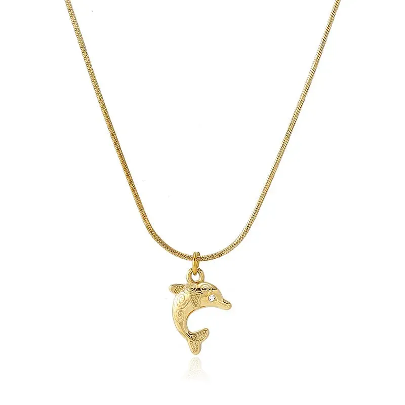 Ivanda Dolphin Pendant Necklace Gold Snake Chain CHZRK616-30 - view 05