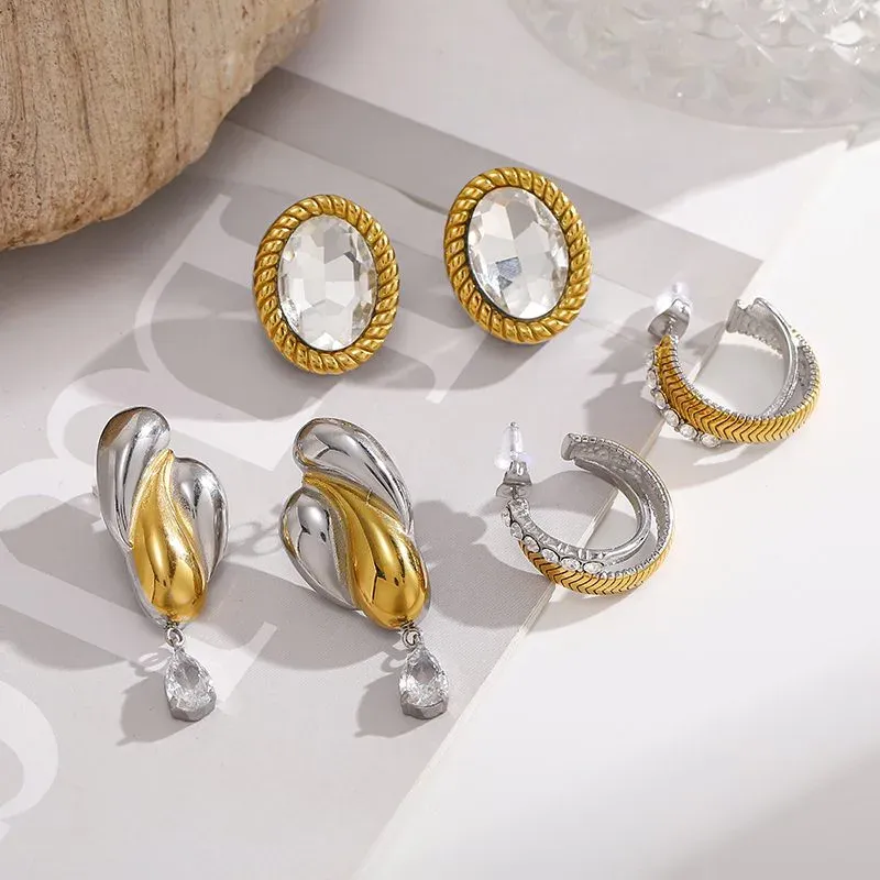 Ivanda Chunky Geometric Drop Earrings Gold YHTSE-260502 - view 05