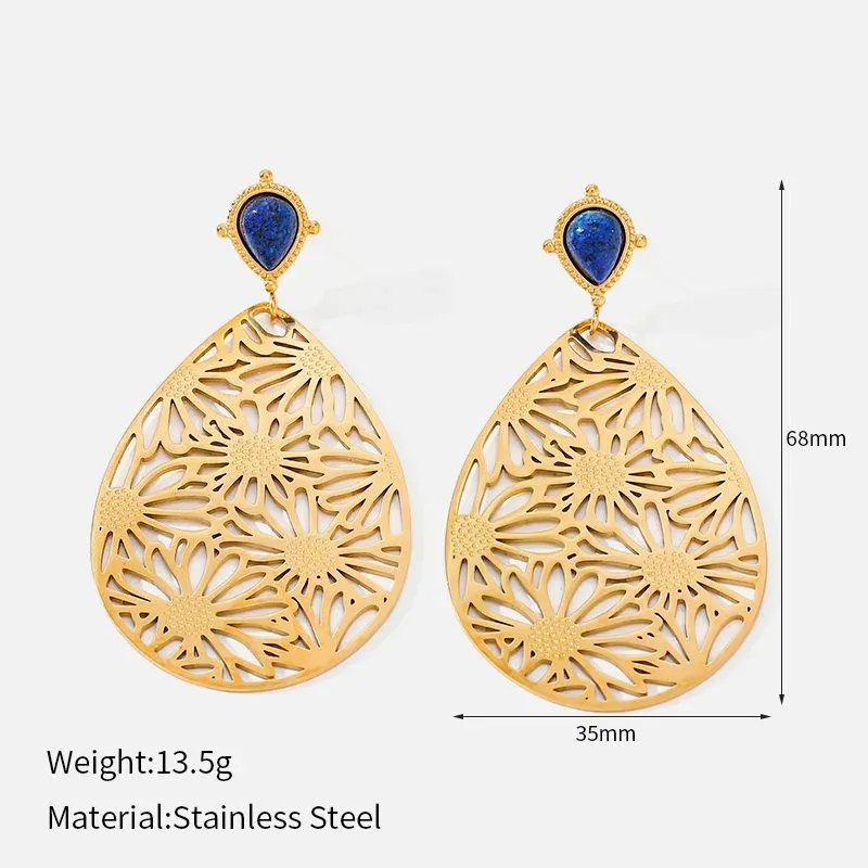 Ivanda Filigree Teardrop Earrings Lapis YWD8-E2504970 - view 01