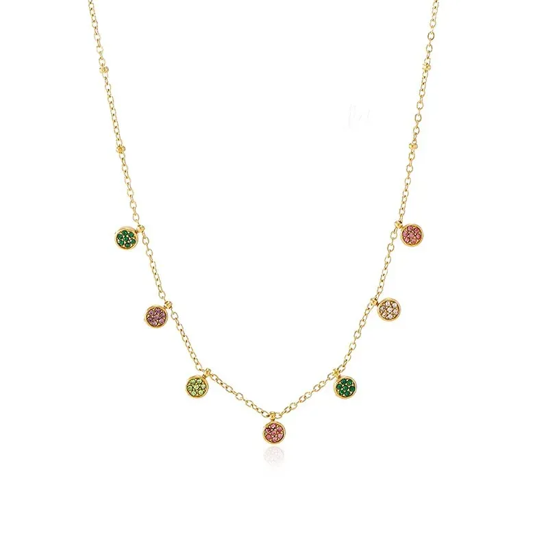 Ivanda Pavé Disc Station Necklace Gold CH1928 - view 03
