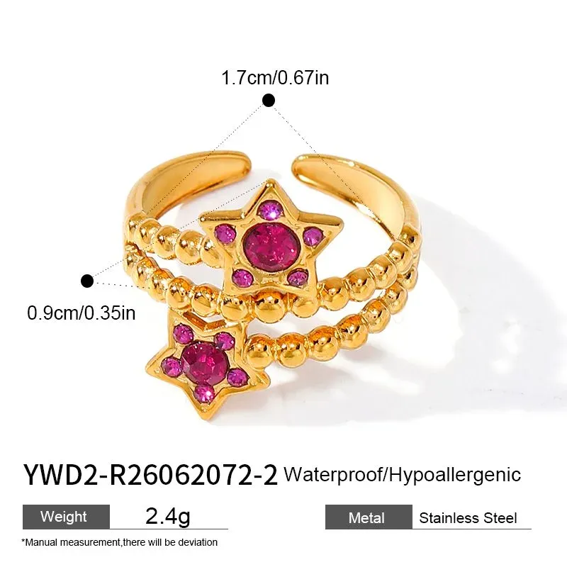 Ivanda Beaded Star Ring Purple Crystal Gold YWD2-R26062072-1 - view 02