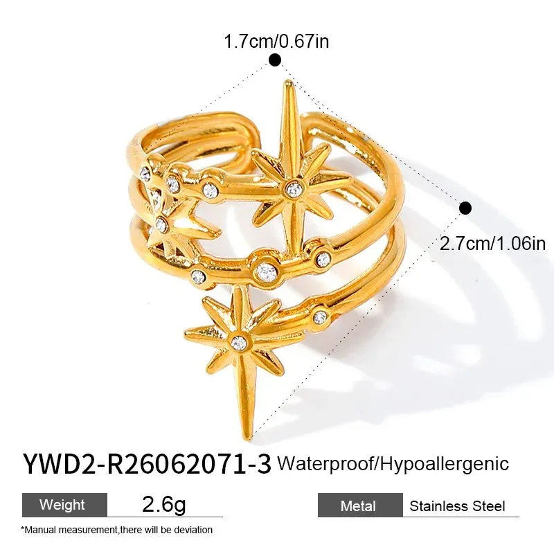 Ivanda North Star Double Band Ring Gold YWD2-R26062071-1 - view 03