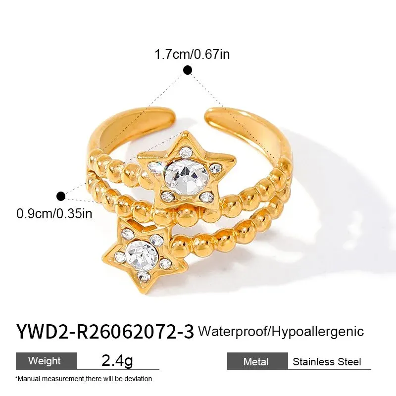 Ivanda Beaded Star Ring Purple Crystal Gold YWD2-R26062072-1 - view 03