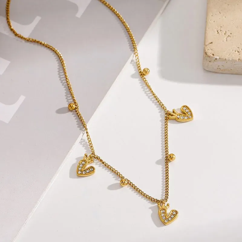Ivanda Love Letter Charm Necklace Gold Stainless CH1927 - view 03
