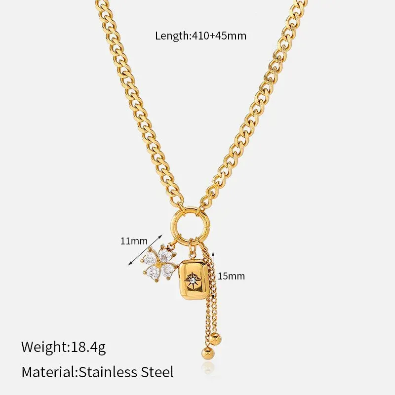Ivanda Maple Leaf Ring Chain Necklace CHOFXL-0590-J - view 02