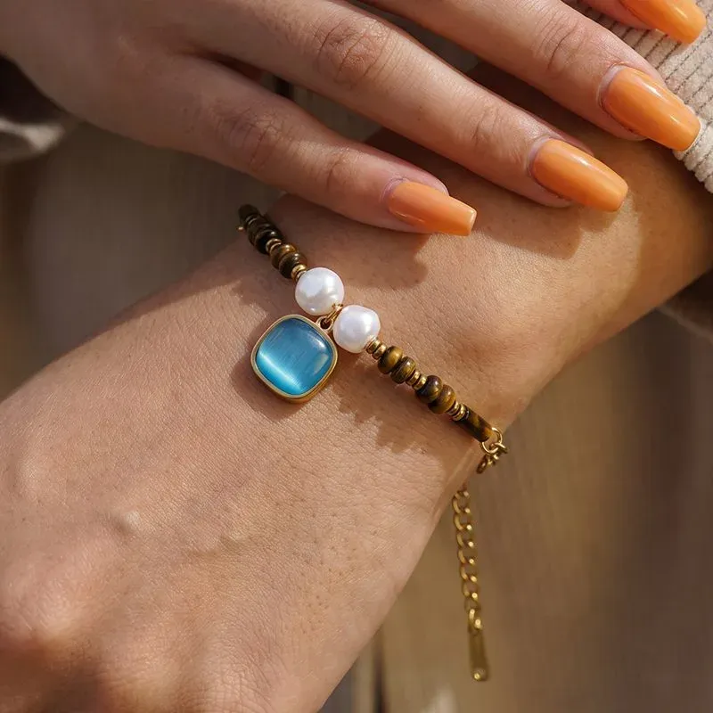 Ivanda Turquoise Heart Bracelet Beaded Gold Stainless Steel CH260911-11 - view 05
