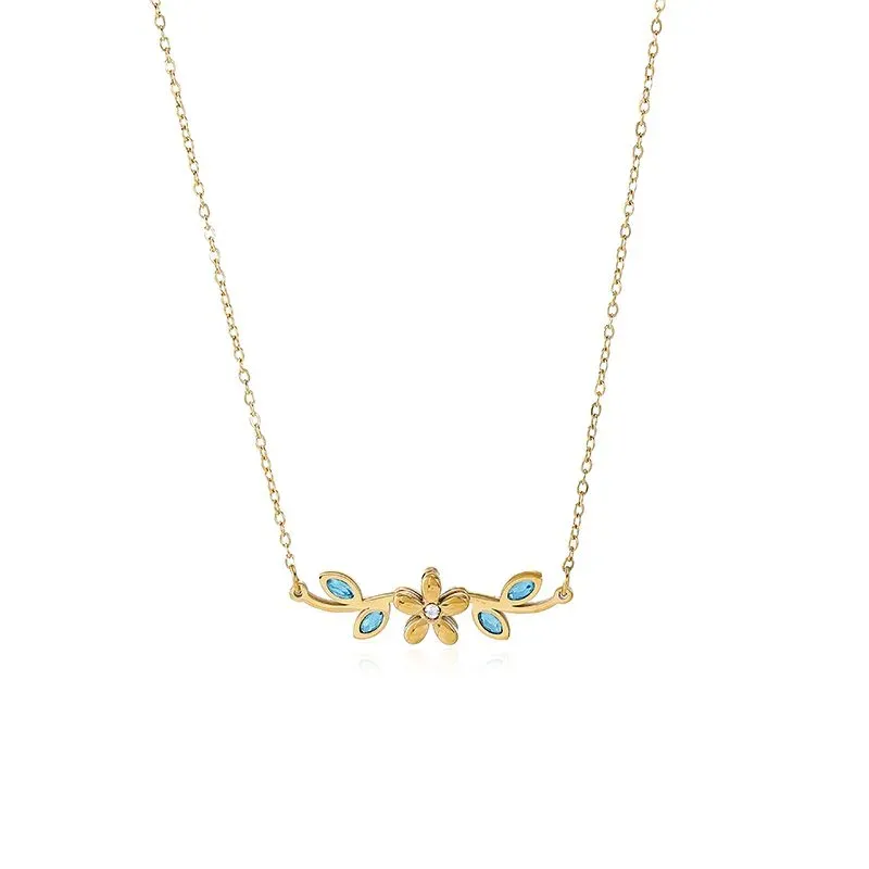 Ivanda Enamel Leaf Bar Necklace Gold CHXM-1960-J - view 06