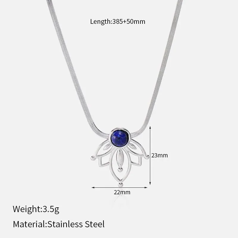Ivanda Silver Lotus Lapis Necklace YWD2-S2504177-N - view 01