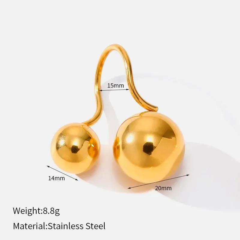 Ivanda Double Ball Drop Earrings Gold Stainless Steel CH1916 - view 01