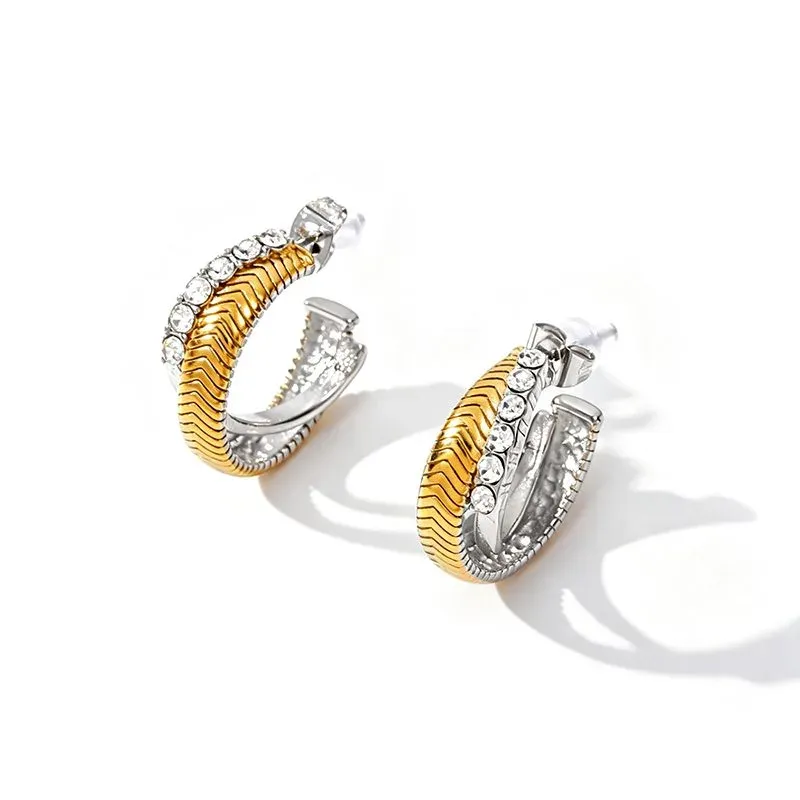 Ivanda Chunky Geometric Drop Earrings Gold YHTSE-260502 - view 04