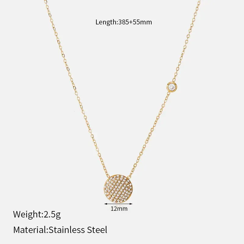 Ivanda Pavé Disc Pendant Necklace Gold CHZRK616-16 - view 01