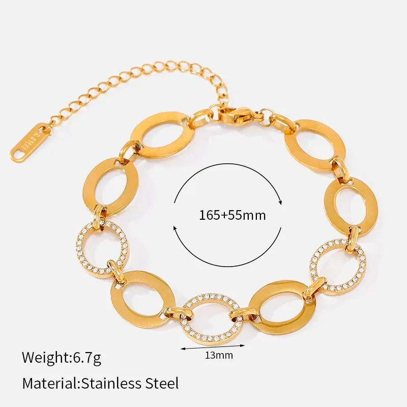 Ivanda Clover Link Bracelet Crystal Gold CHZRK616-1 - view 03