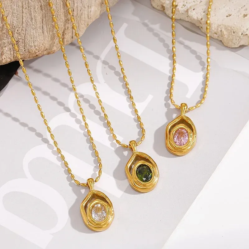 Ivanda Crystal Halo Pendant Necklace Gold Stainless YHTSN-260907 - view 02