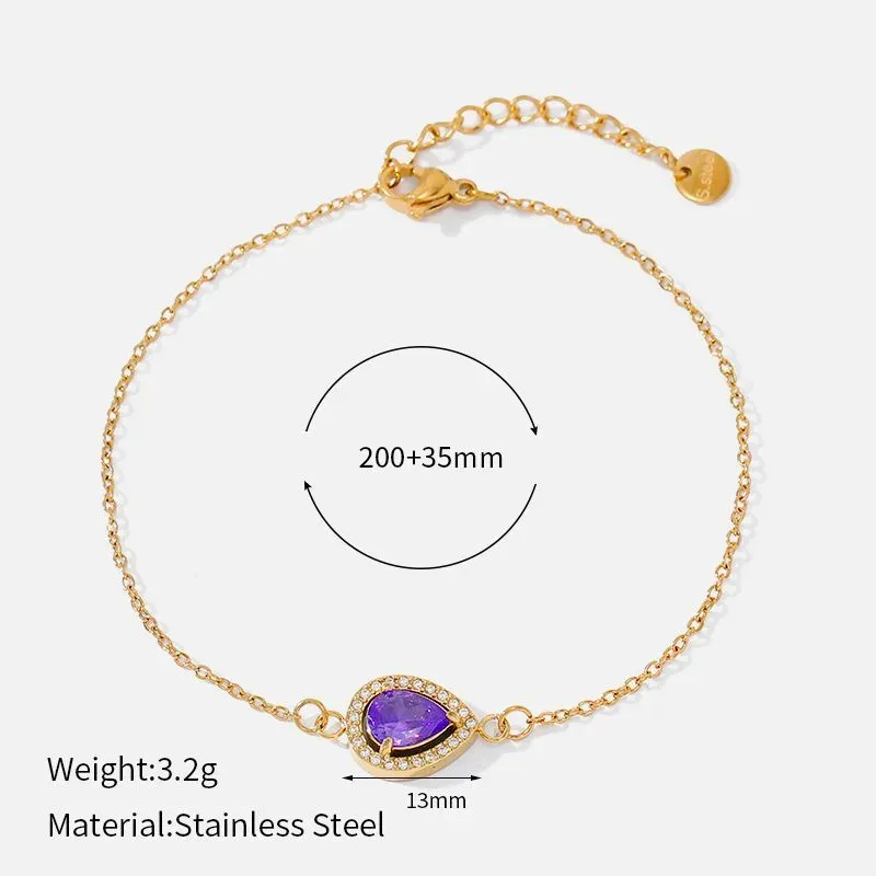 Ivanda Green Stone Halo Bracelet Gold CHZRK616-23 - view 02