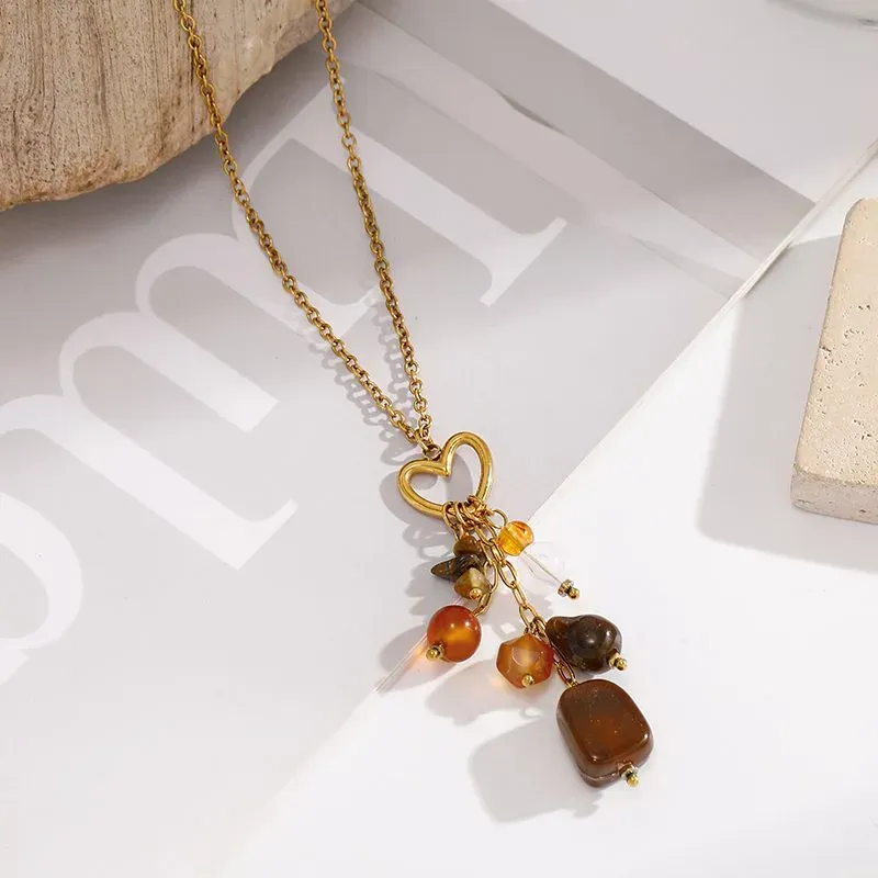 Ivanda Heart Cluster Necklace Amber Tone Gold YWD7S-N2604883-281 - view 04
