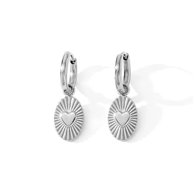 Ivanda Heart Medallion Hoop Earrings Gold YWDXS2605-E07 - view 04