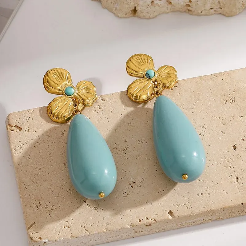Ivanda Fan Top Stone Drop Earrings Gold YWD2-E2504955-2 - view 06