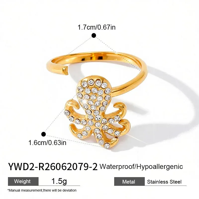 Ivanda Wavy Crystal Band Ring Gold Stainless YWD2-R26062073 - view 03