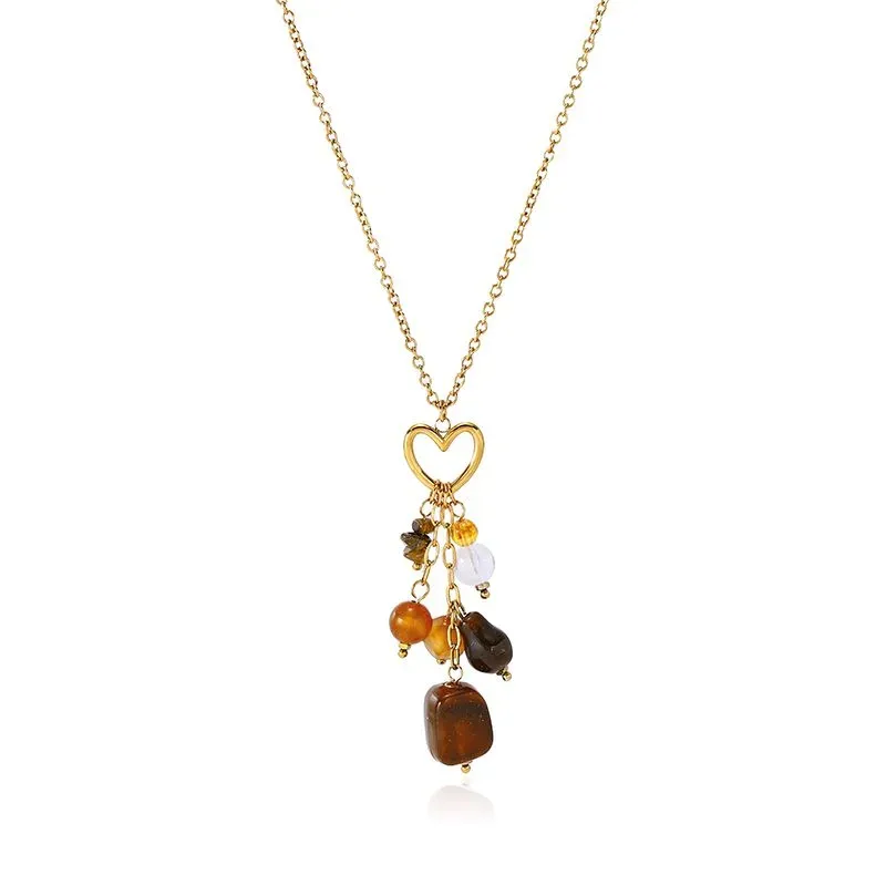 Ivanda Heart Cluster Necklace Amber Tone Gold YWD7S-N2604883-281 - view 02
