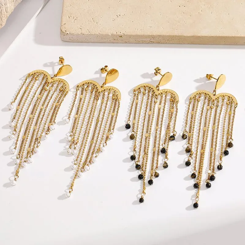 Ivanda Heart Tassel Drop Earrings Gold YWD2-E2504945-1 - view 05