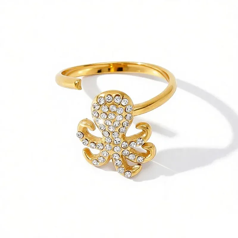 Ivanda Wavy Crystal Band Ring Gold Stainless YWD2-R26062073 - view 05