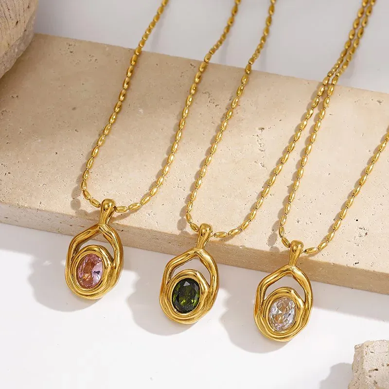 Ivanda Crystal Halo Pendant Necklace Gold Stainless YHTSN-260907 - view 03