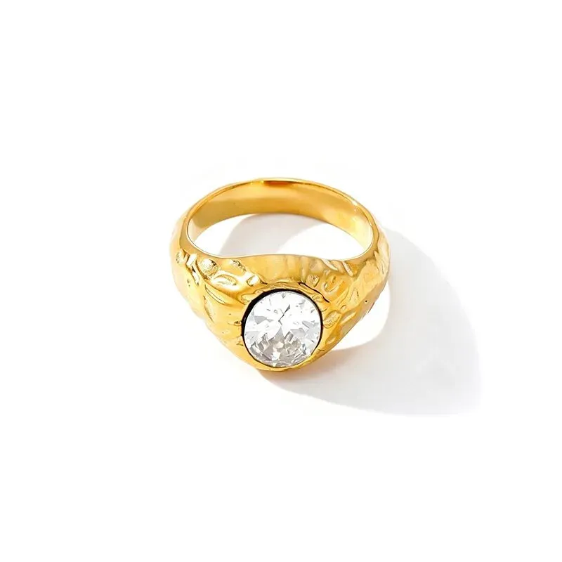 Ivanda Gold Statement Ring Stainless Steel YHTSR-260804 - view 02