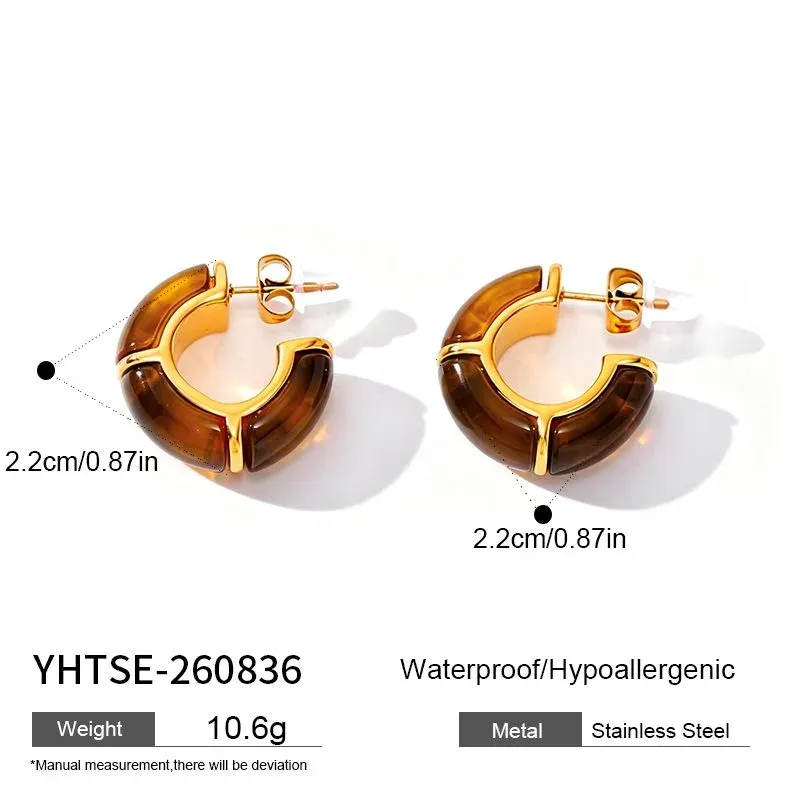 Ivanda Gold Drop Earrings Stainless Steel YHTSE-260836 - view 01