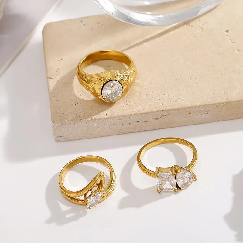 Ivanda Gold Statement Ring Stainless Steel YHTSR-260804 - view 05