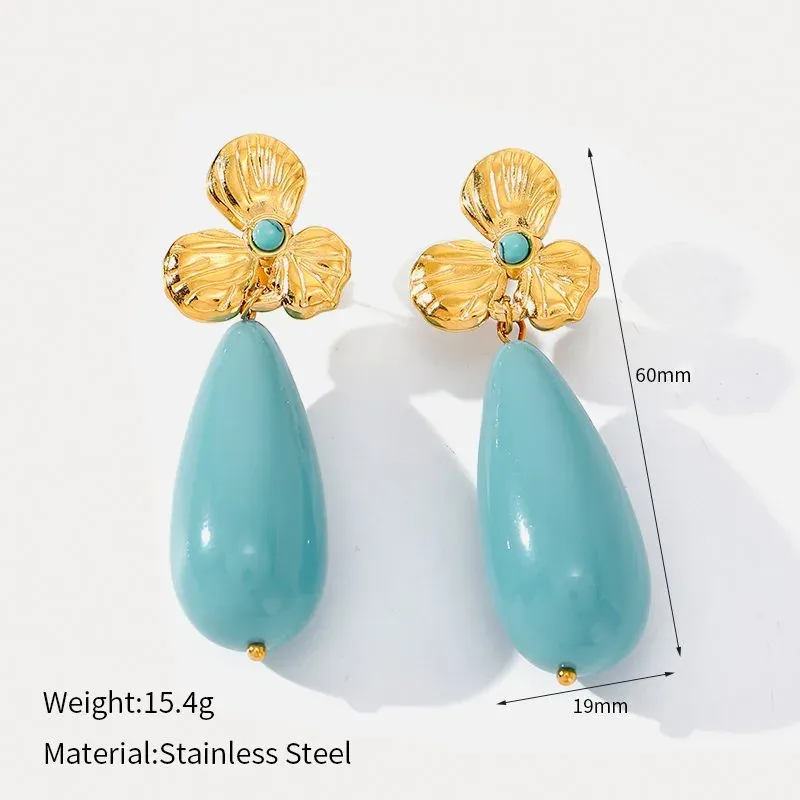 Ivanda Fan Top Stone Drop Earrings Gold YWD2-E2504955-2 - view 02