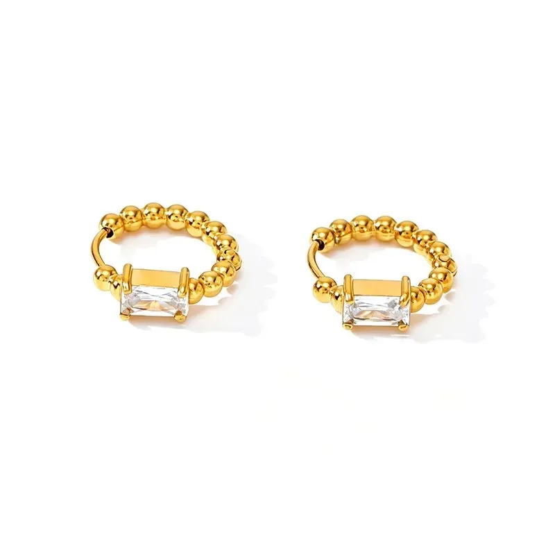 Ivanda Beaded Crystal Ring Baguette Gold Stainless YWD8-E2503863-1 - view 02